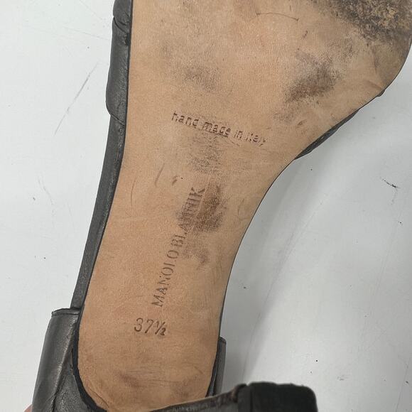 Manolo Blahnik Leather D’Orsay Peep Toe Heels Women’s Size 37.5 / 7.5 - Picture 8 of 9
